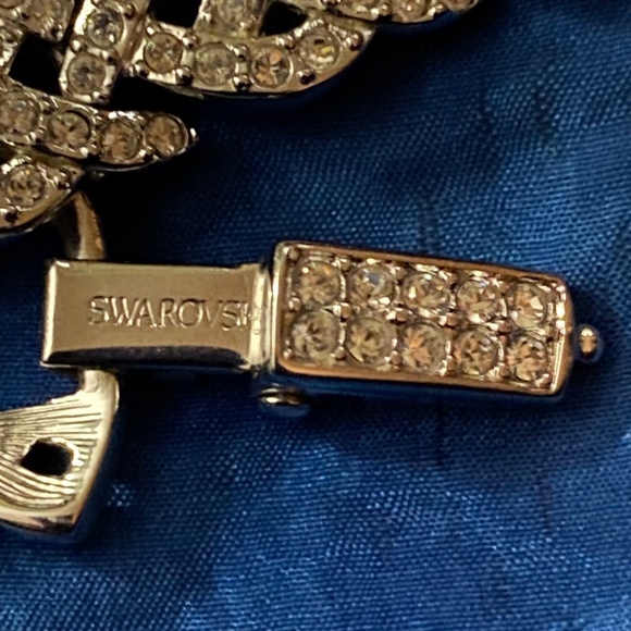 VTG Swarovski Bracelet signed Criss Crossed Weave ~ rhodium plated - Picture 6 of 12